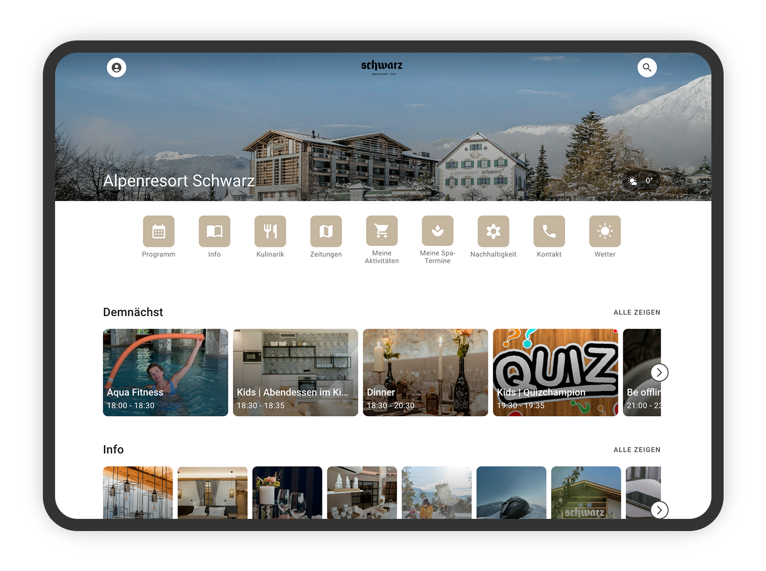 Tablet mit der Web-App von Hotel-MSSNGR