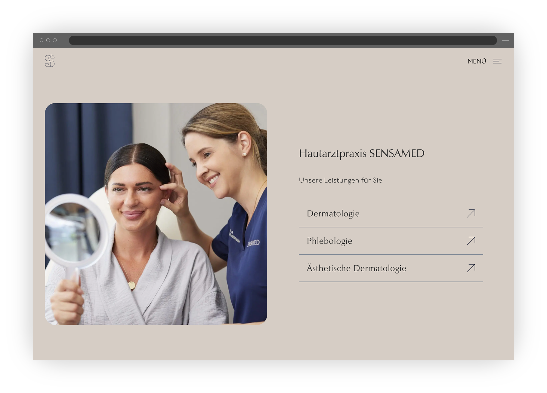 Website-Screen mit Listen-Modul und Bild