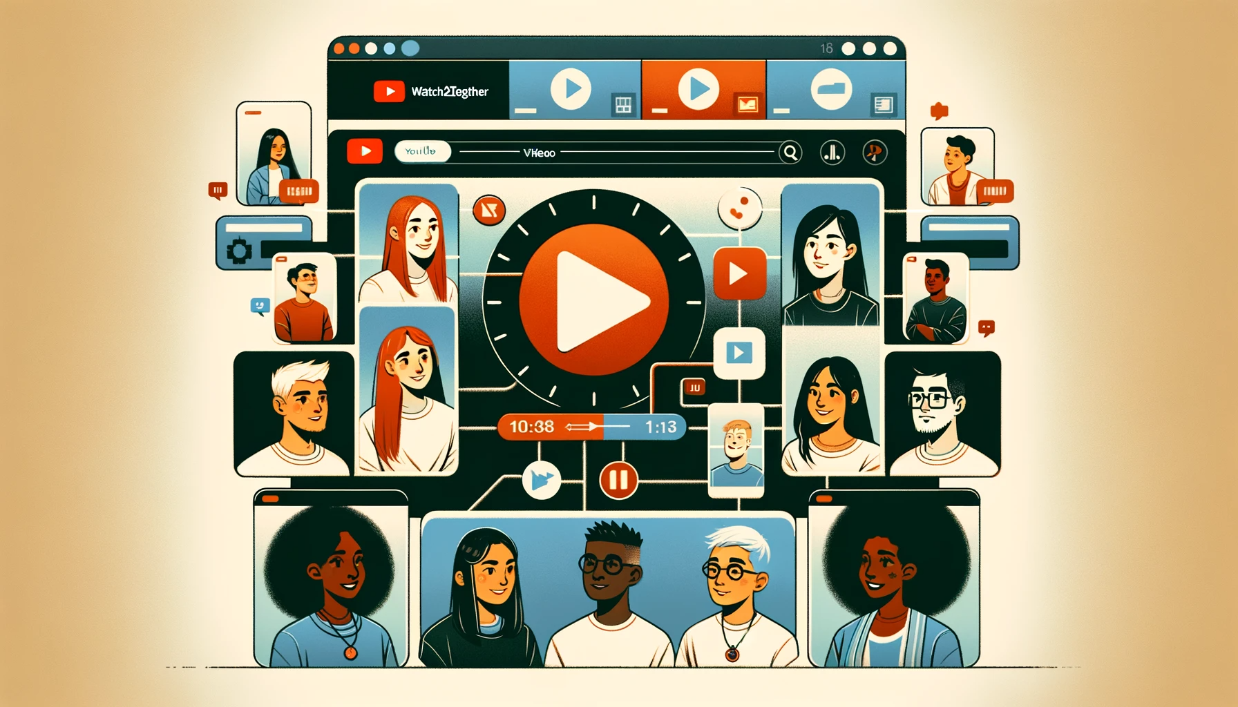 Illustration einer Onlineplattform Watch2Gether