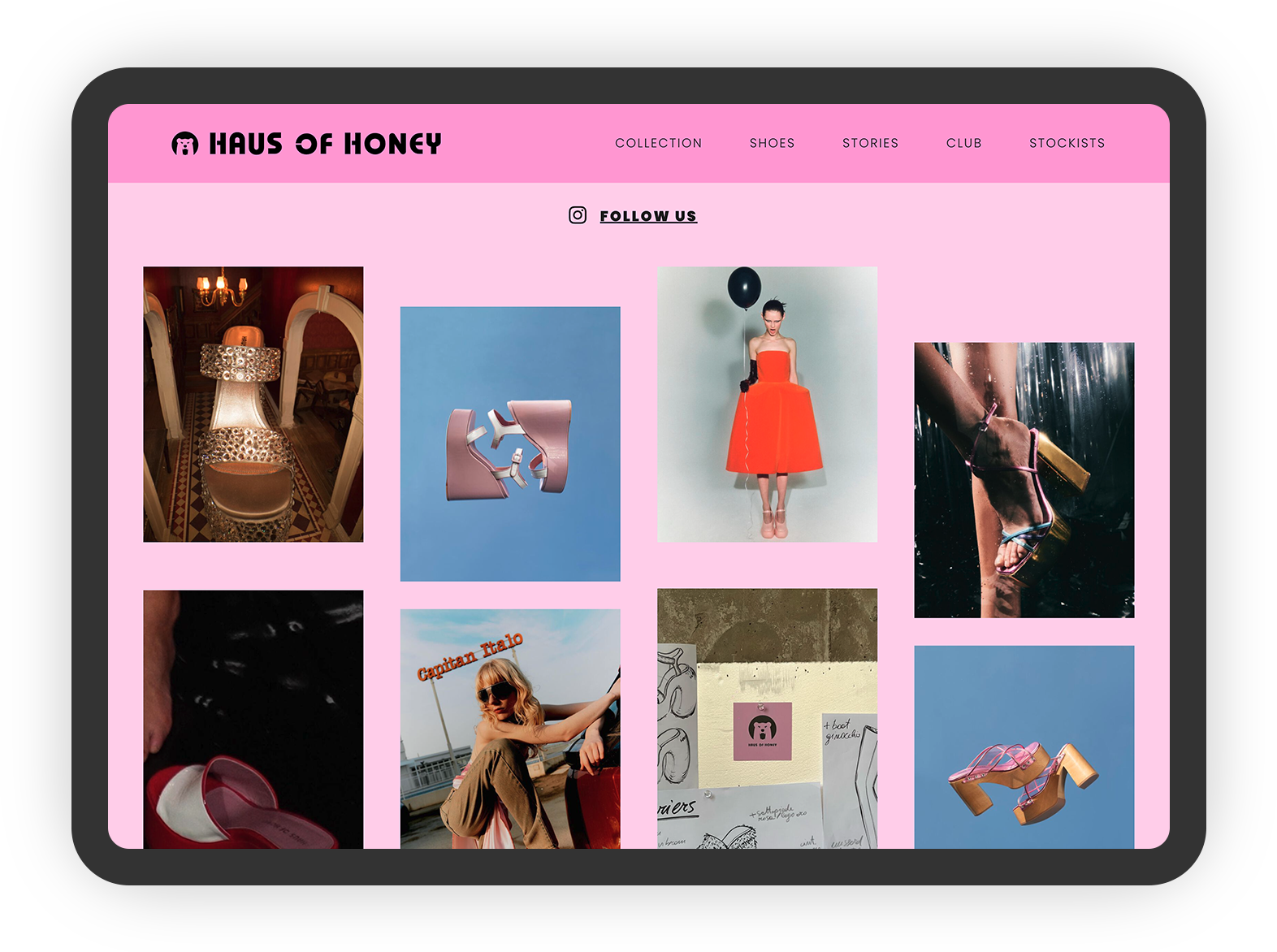 Teilaufnahme von Instagram-Feed von Haus Of Honey auf Website implementiert