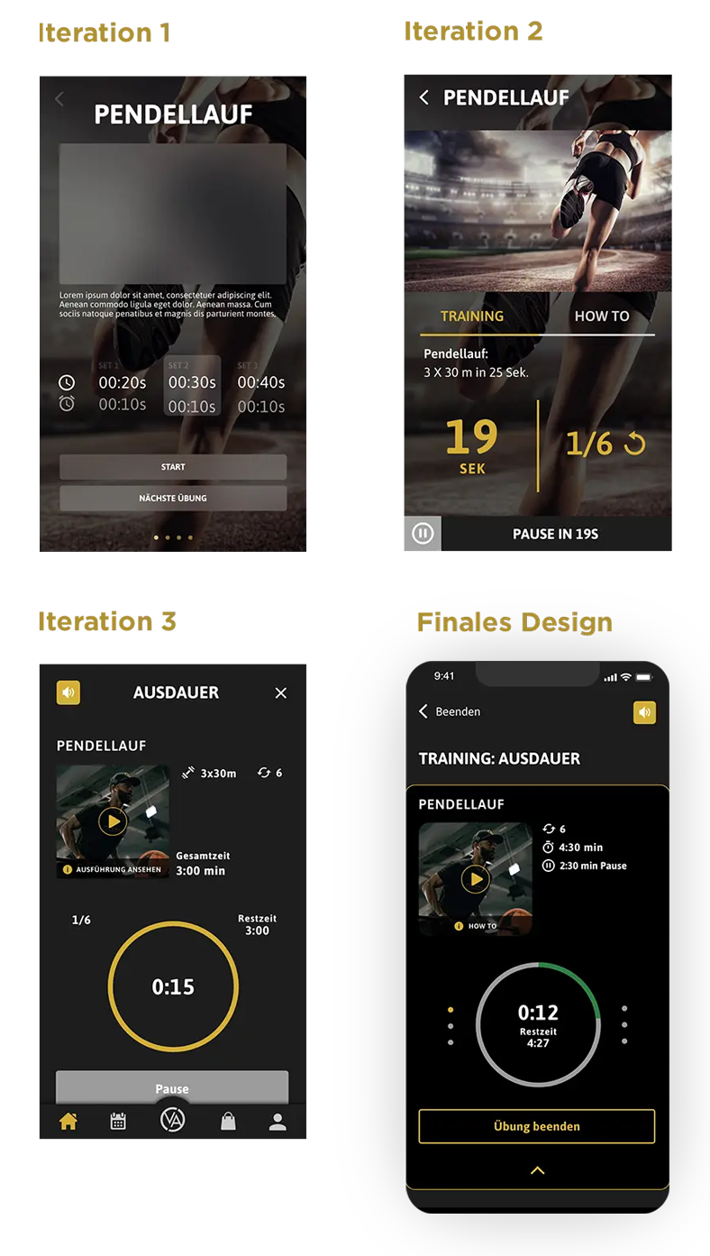 MobileScreen mit den Iterations der Ovatime-App