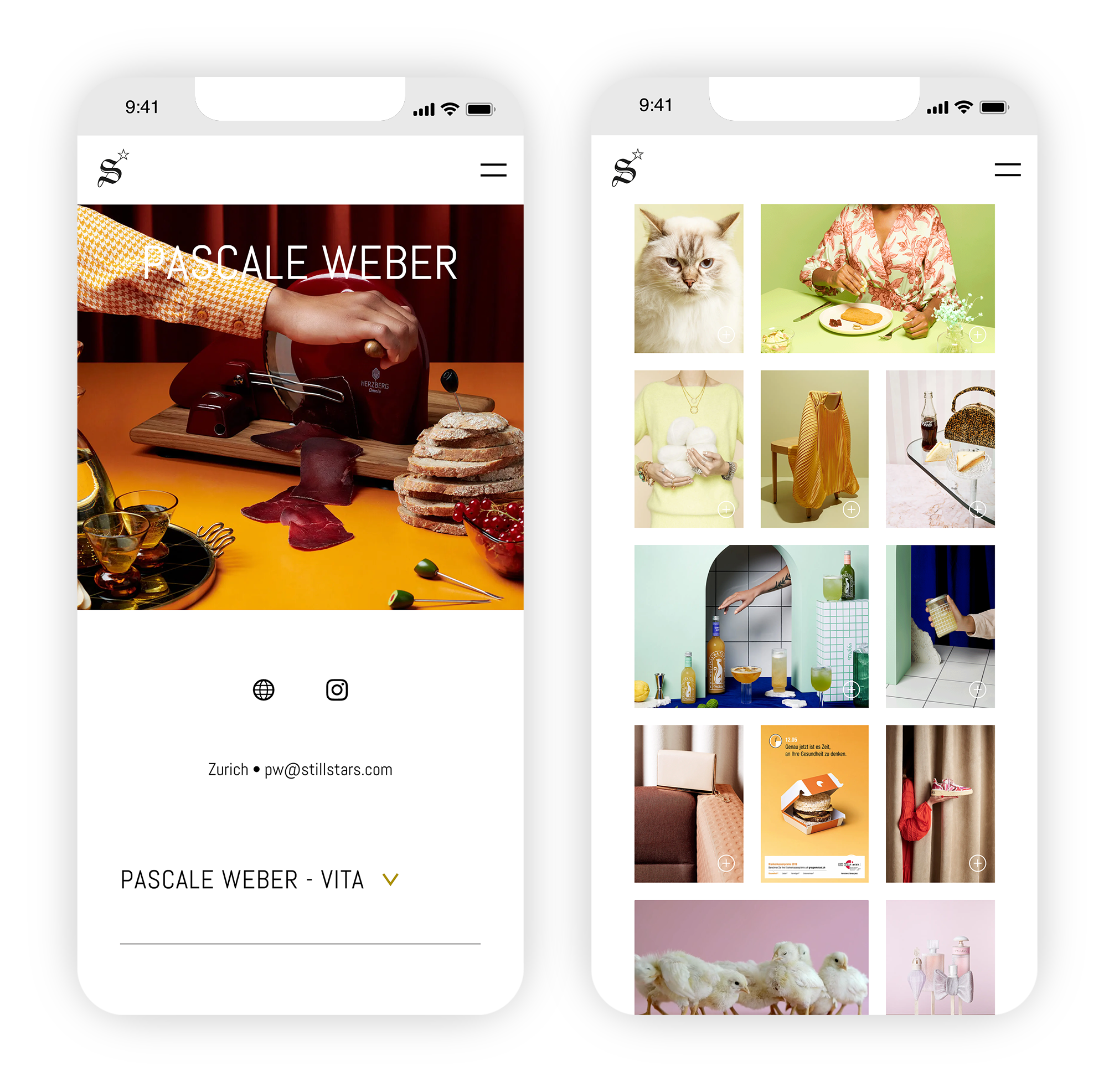 Grafik mit Stillstars-Website Artist-Portfolio