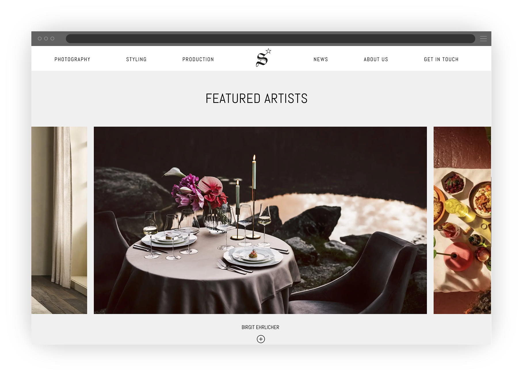 Grafik mit Stillstars-Website mit Artist-Slider