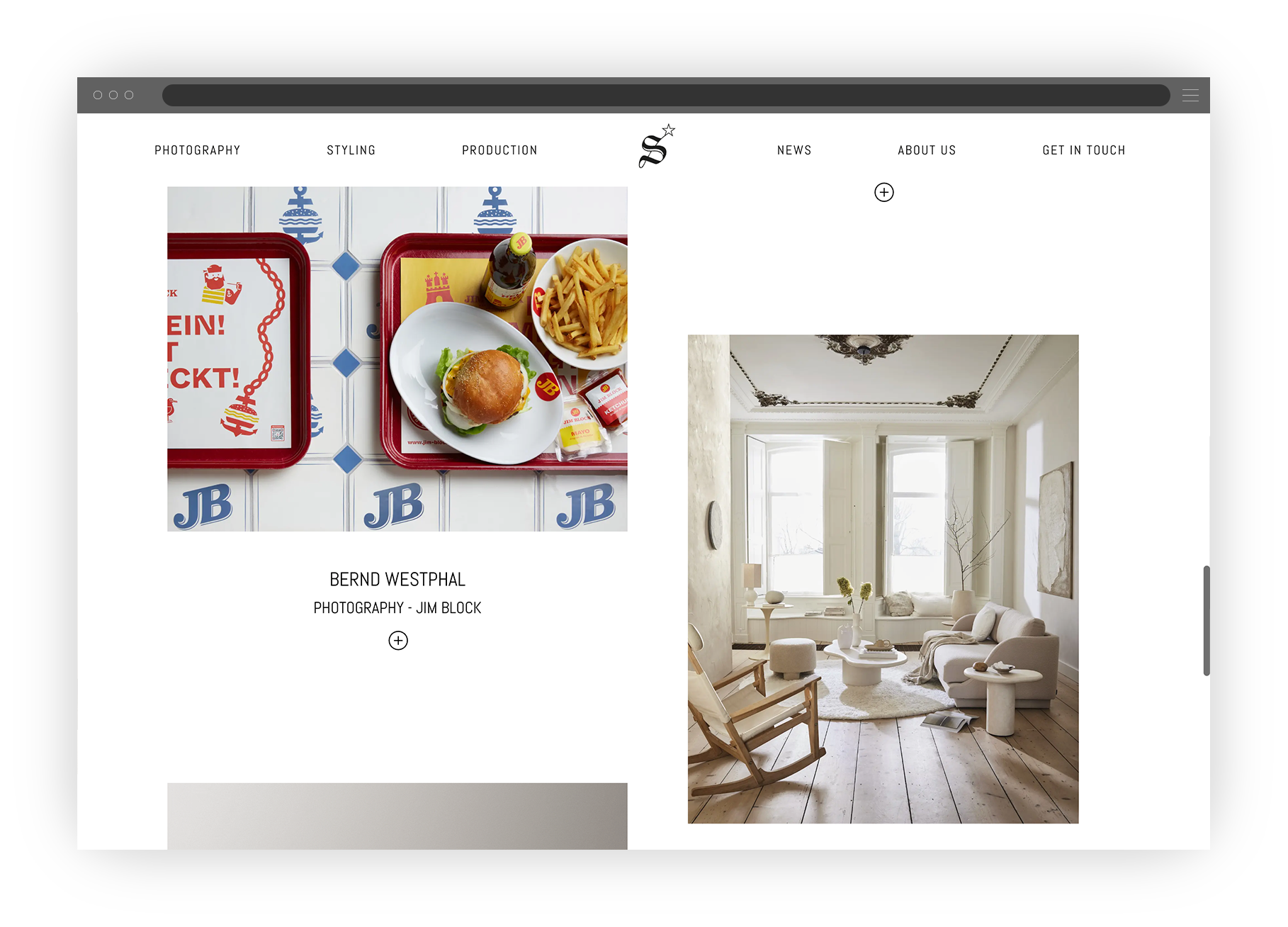Grafik mit Stillstars-Website mit News-Grid