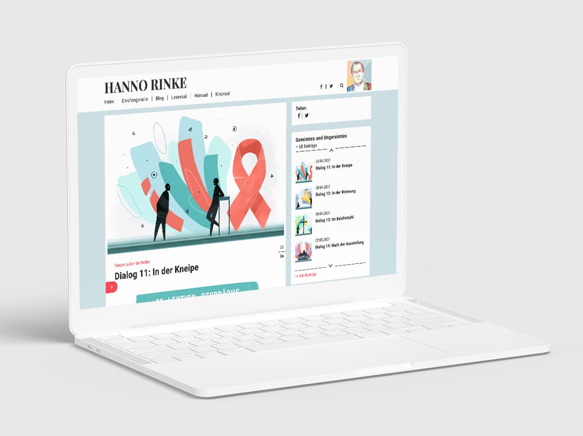 Laptop mit einer Website-Illustration