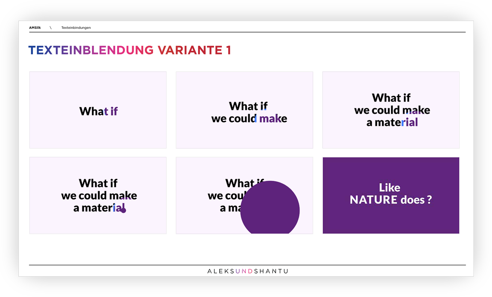 AMSilk Imagefilm Texteinblendungen Mood