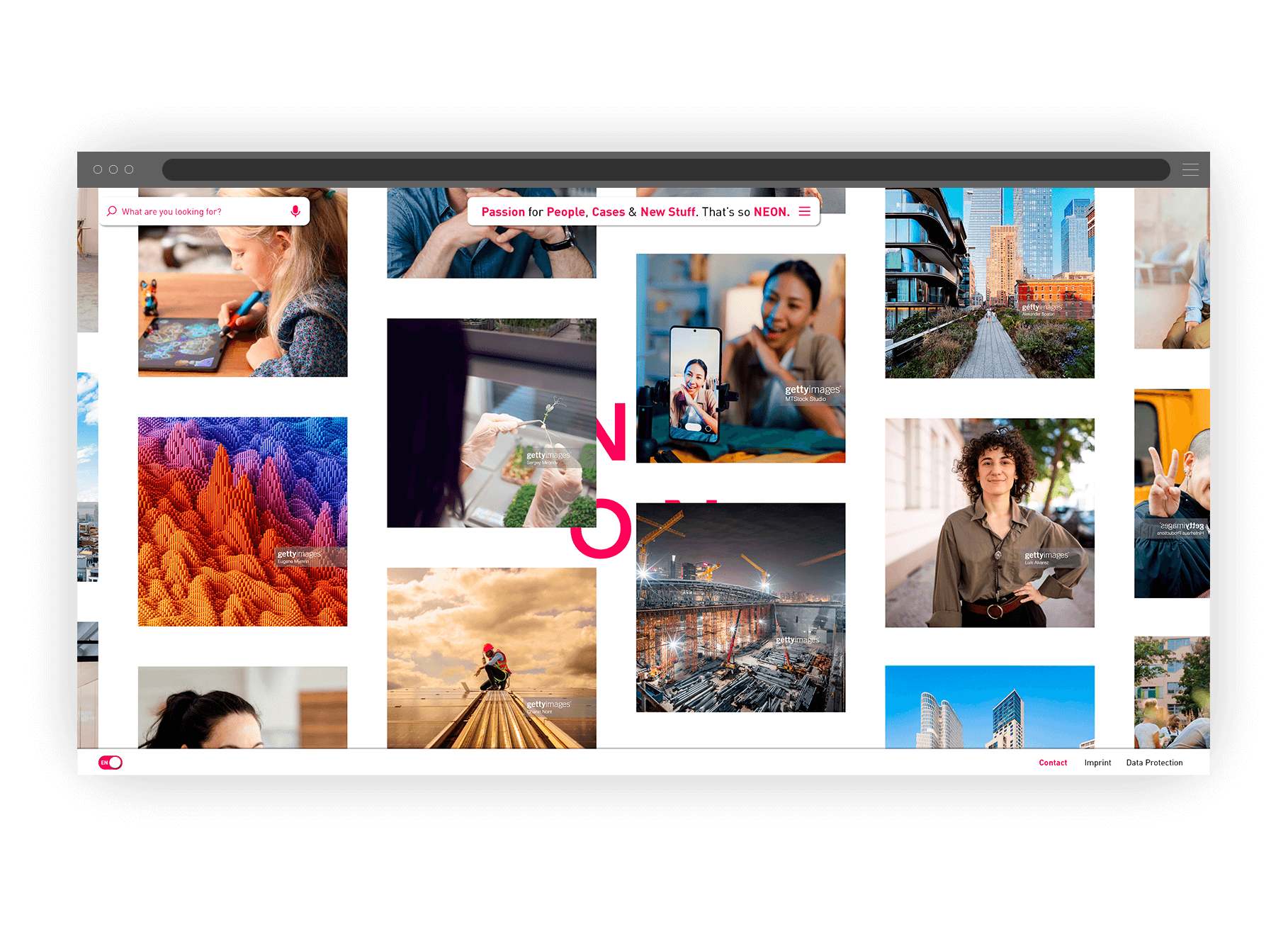 Websitenmockup von Neonlaw in der Konzeptionsphase