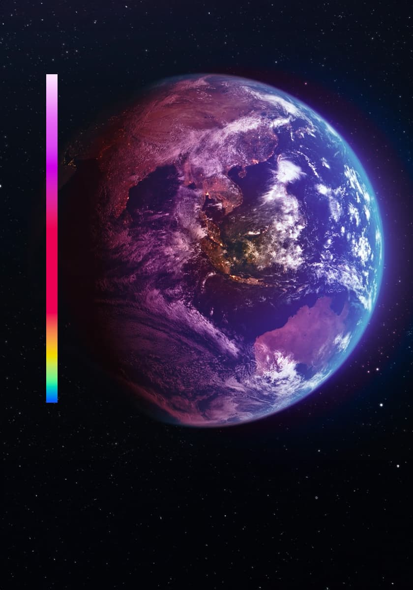 Grafik mit Weltkugel und Heatmap als Still aus einem TV-Beitrag der Sendung ZDF aspekte zur Klimaforschung