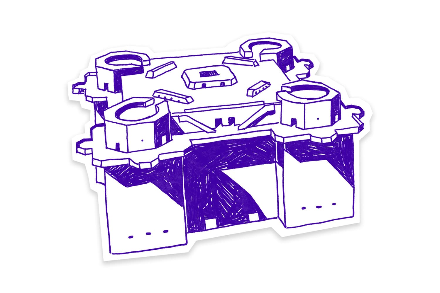 Illustration eines Bunkers für den ZDF-aspekte-Beitrag über die Geschichte des Bunkers