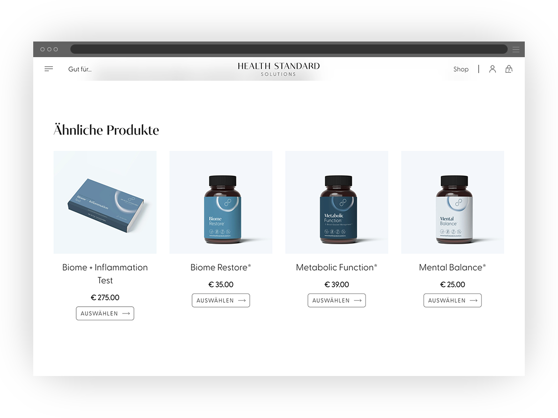 Desktop-Screen mit Produkt-Grid
